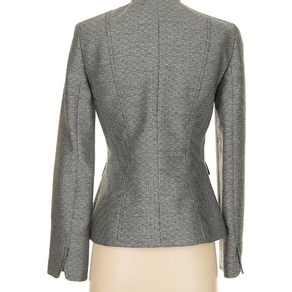 Calvin Klein Silver-Gray Black Mandarin Collar Structured Dress Jacket Blazer 6 - Picture 2 of 5